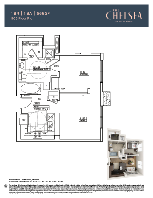 The Chelsea 1 Bedroom Floor Plan