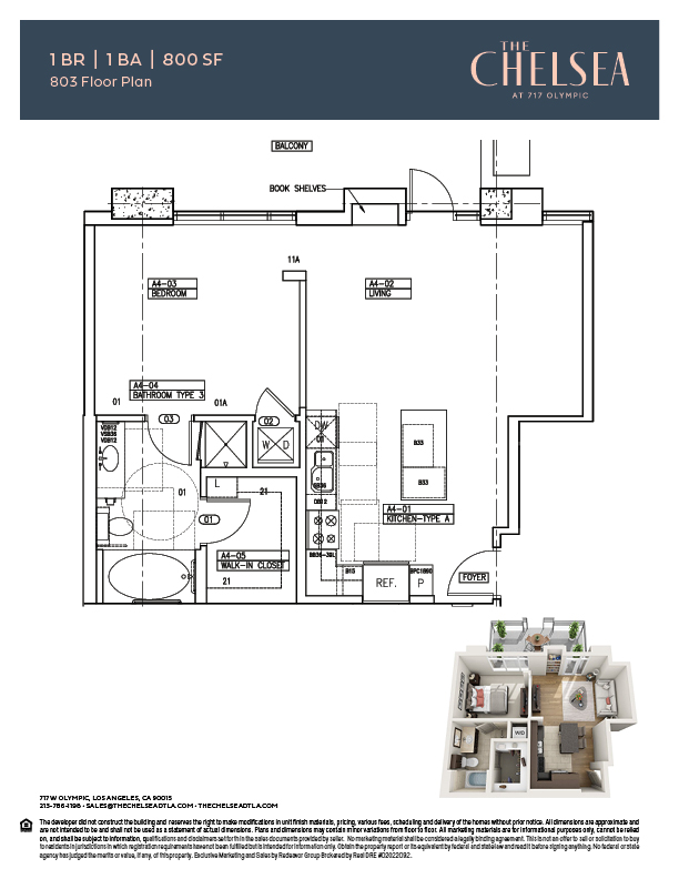 The Chelsea 1 Bedroom Floor Plan